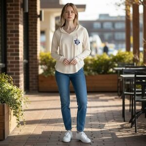 Ragwear‎ Miramar Beach Destin FL Hibiscus Hoodie Cream Long Sleeve Medium